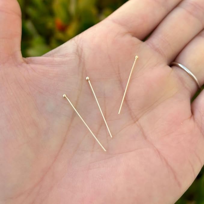 20pcs Adabele Real 1/20 14K Gold Filled 25.4mm/1 Inch Ball Head Pins Headpin Non Tarnish (24 Gauge/0.5mm) for DIY Craft Jewelry Making JK7-D25