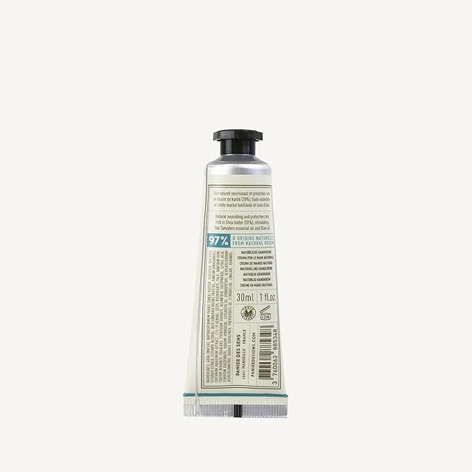 Panier des Sens - Small Hand Cream for Dry Cracked Hands – Sea Samphire Mini Hand Lotion for Dry Skin - With Shea Butter and Olive Oil - Hand Care 97% Natural Ingredients - Travel Size 1 floz