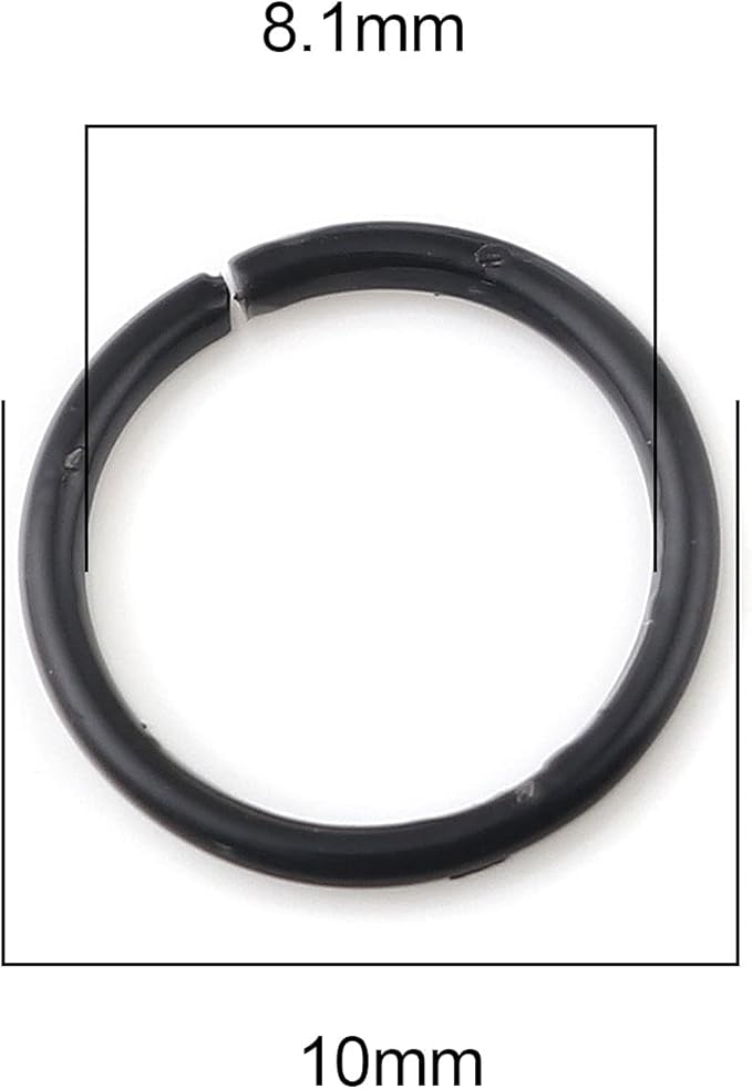 200 Pieces - 10mm Jump Rings Black - 18 Gauge (1mm Thickness)