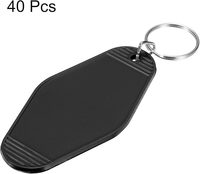 uxcell 40pcs Hotel Keychains Blank Vintage Plastic Rhombus Motel Keychains Hotel Key Tags Rings for DIY Luggage Labels