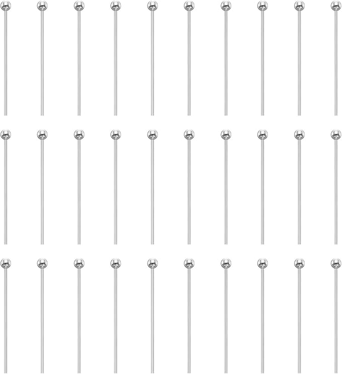 HARFINGTON 100pcs Ball Head Pins 0.79" 20mm Round Head Pins for Earring Pendant Necklace Bracelet Charm Jewelry Making Findings DIY Craft, Silver Tone