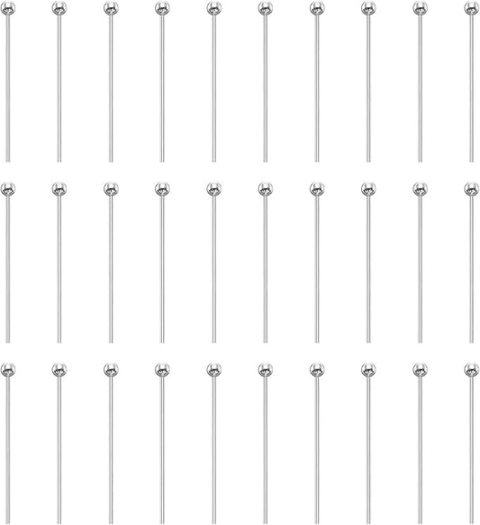 HARFINGTON 100pcs Ball Head Pins 0.79" 20mm Round Head Pins for Earring Pendant Necklace Bracelet Charm Jewelry Making Findings DIY Craft, Silver Tone