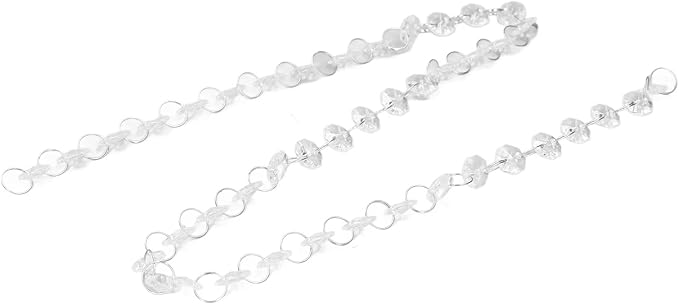 Crystal Chain Garland Strand, Acrylic Bead Chain Decoration, Adjustable DIY Crystal Garland with Metal Rings for Wedding Party Celebration, Home Garden Decor, Art Projects and DIY