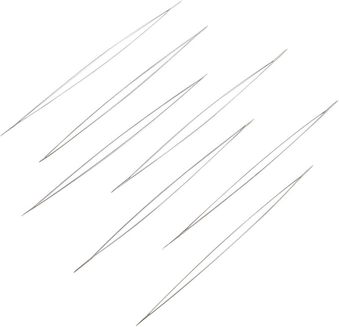 Craftdady 10Pcs Big Eye Beading Needles 2.24-Inch Stainless Steel Collapsible Embroidery Sewing Needles for Jewelry Making