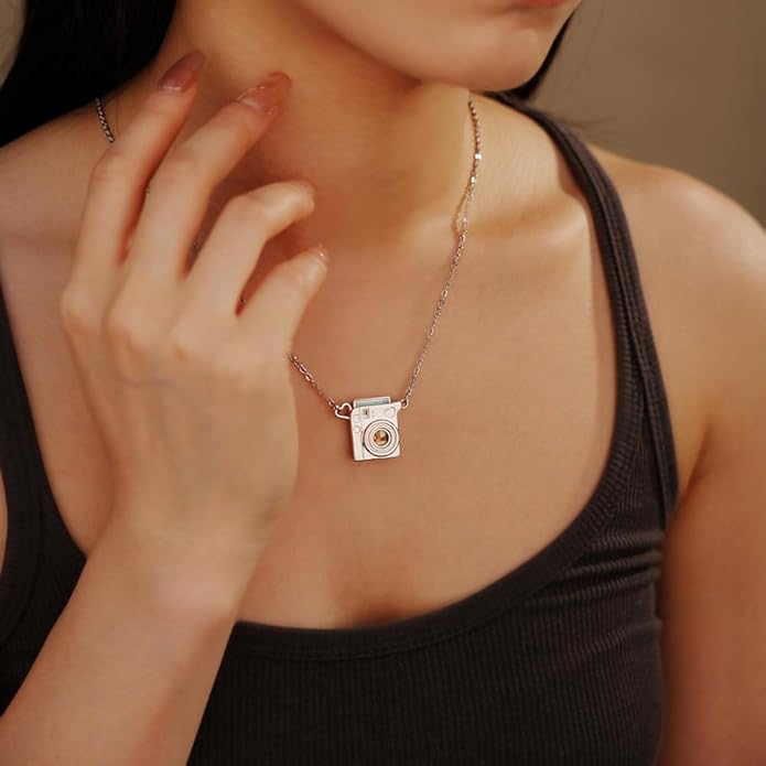 Personalized Stylish Mini Camera Necklace, Custom Picture Locket Pendant Necklace,Memorial Jewelry Gift for Photography Lovers