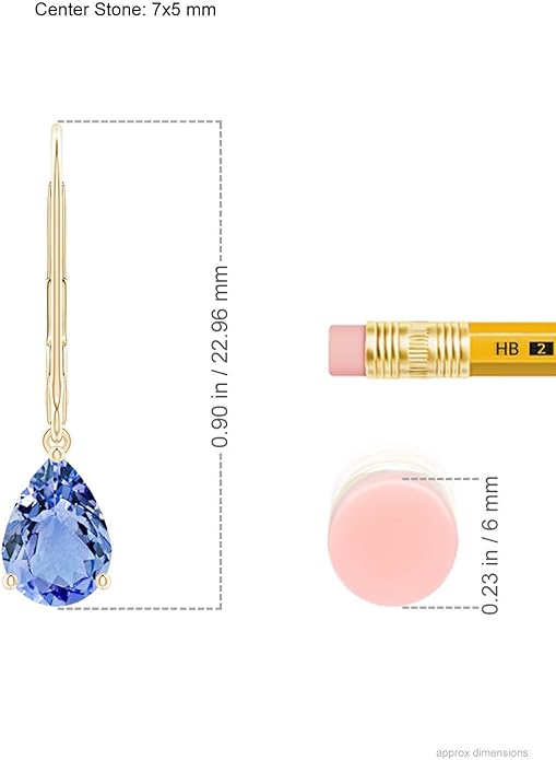 ANGARA Natural Tanzanite Earrings for Women | Solitaire Pear-Shaped Tanzanite Leverback Earrings in 14K Solid Gold/Platinum | December Birthday, Anniversary, Gemstone Jewellery Gift