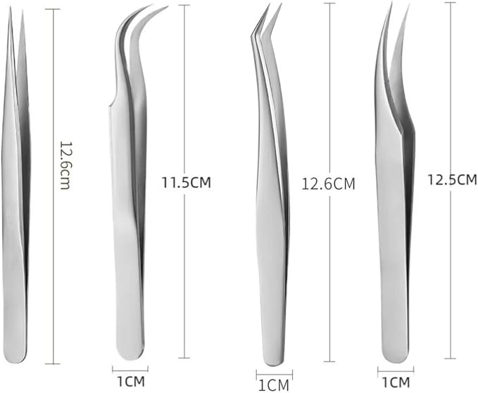 SANHOOII 4in1 Precision Stainless Steel Tweezers For Eyelash Extensions, Hair Eyebrow Remove, Blackhead removal