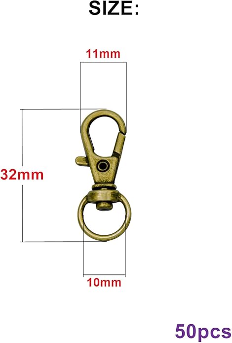 Swivel Snap Hooks Premium Metal Lobster Claw Trigger Clasps for Lanyard Keychain Rings Bag Purse Tag Jewelry Making DIY Crafts