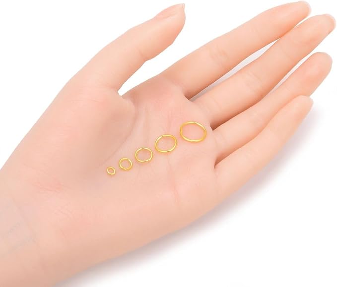 800pcs Open Jump Ring O Ring Connector 4mm (0.16 Inch) Small 18K Yellow Gold Plated for DIY Craft Jewelry Making CF168-4