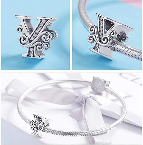 925 Sterling Silver Letter Charms for Pandora Bracelets Alphabet Initial Charms Beads Birthday Christmas Jewelry Gift for Women