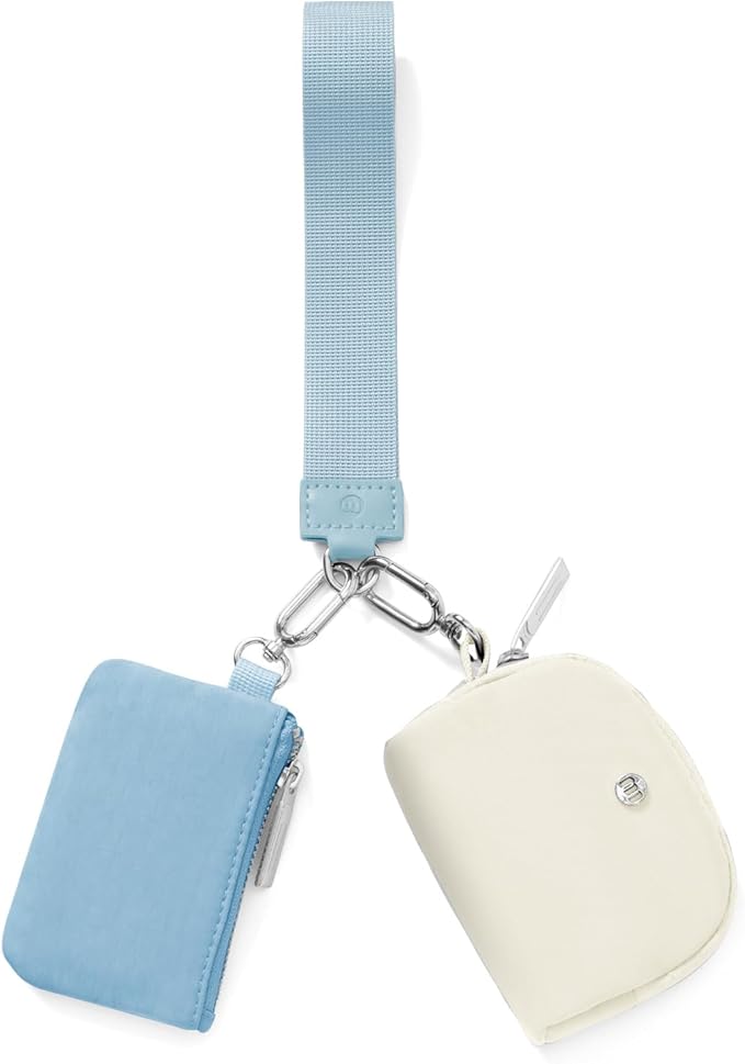 Keychain Wallet Mini Zip Around Wristlet Wallets for Women Detachable Dual Pouch Wristlet Portable Coin Purse Small Wallets