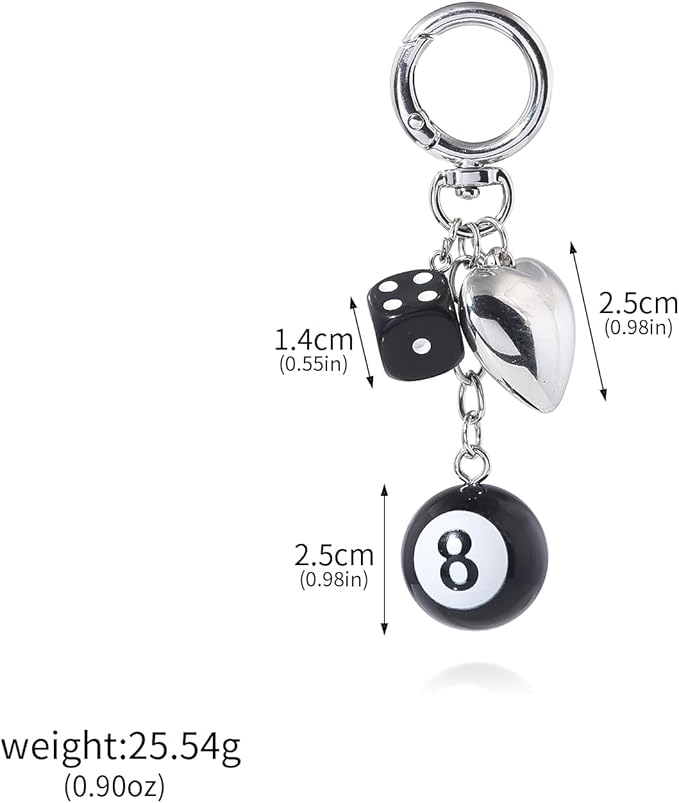 FunBoat Magic 8 Ball Cute Dice Charm Keychain Cute Backpack Purse Bag Hangings Accessories, Y2k Key Chain Gift Aesthetic