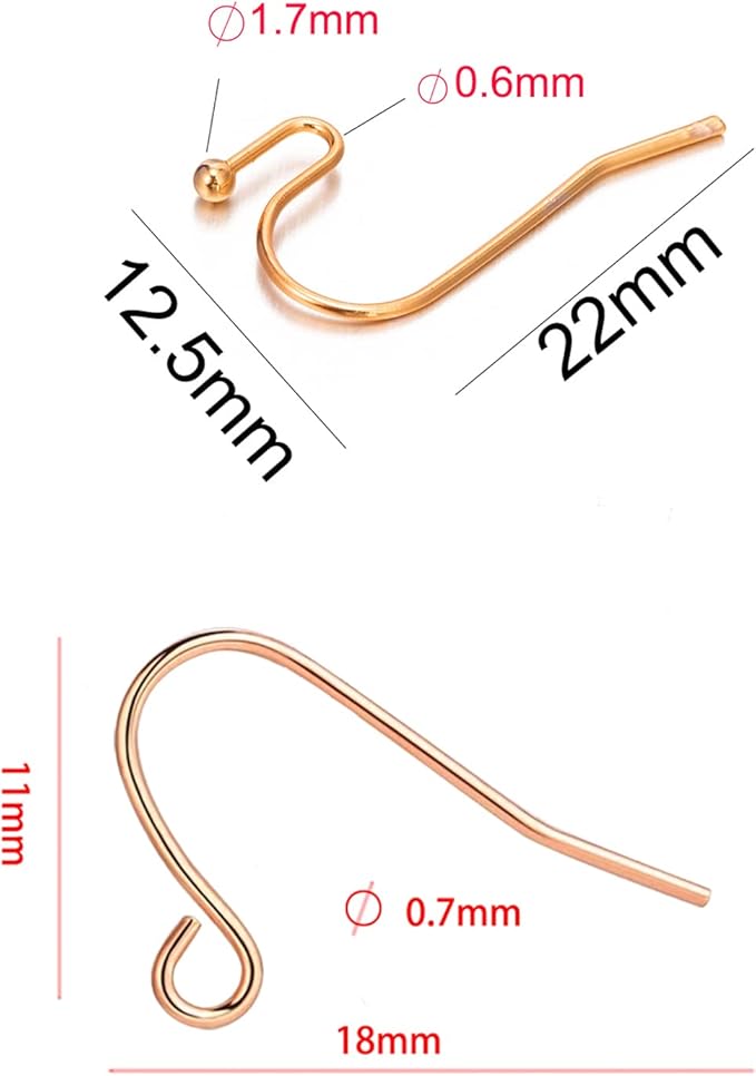Rose Gold Earring Hooks - 630 pcs Earring Making kit with 14k Gold Hypoallergenic Earring Hooks, Jump Rings and Clear Rubber Earring Backs for DIY Jewelry Making