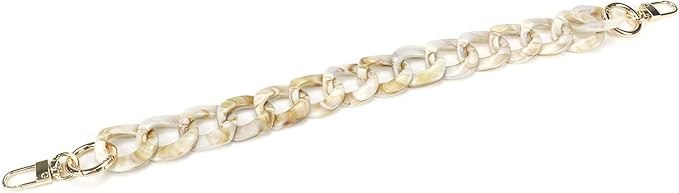 15.7"/40cm DIY Acrylic Resin Replacement Chain Purse Shoulder Strap with Buckle, Beige Round Chain Link