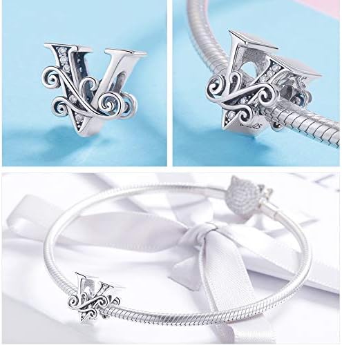 925 Sterling Silver Letter Charms for Pandora Bracelets Alphabet Initial Charms Beads Birthday Christmas Jewelry Gift for Women
