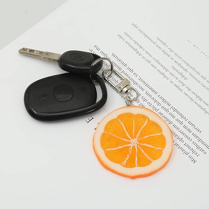 HSYHERE Men Women Creative Interesting Novelty Stylish Mini Simulated Food Orange Shrimp Keychain Key-ring Pendant