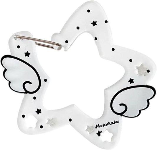 Acrylic Wing/Star Shape Carabiner Hook Clips Card Holder Keychain Portable Outdoor Keyring Hook Backpack Pendant Gifts