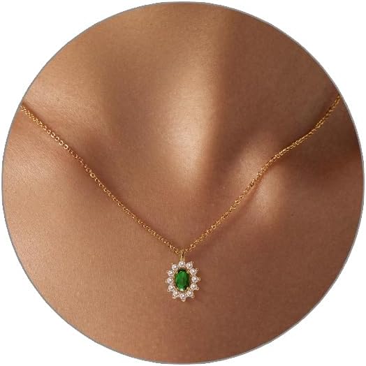 Luxval Diamond Pendant Gold Necklace for Women，Dainty 18k Gold Plated Choker Necklaces Simple Gold Jewelry Gifts for Women Girls