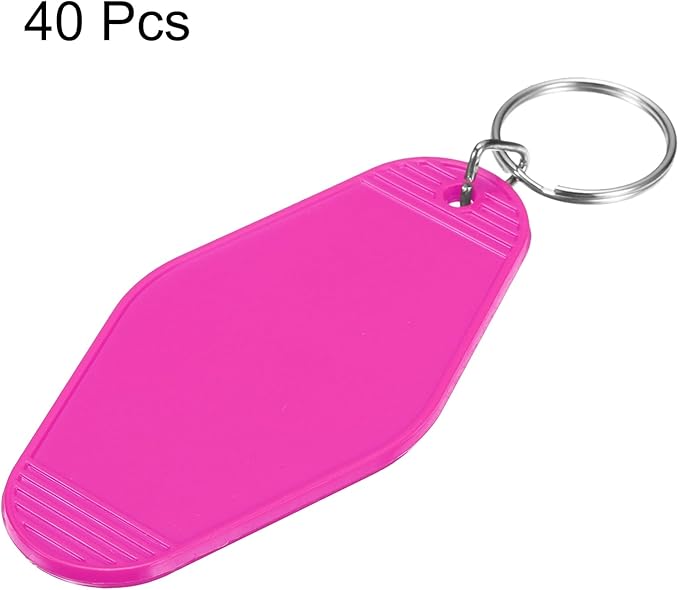uxcell 40pcs Hotel Keychains Blank Vintage Plastic Rhombus Motel Keychains Hotel Key Tags Rings for DIY Luggage Labels