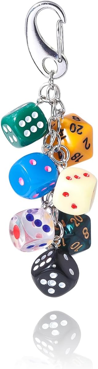 Lucky Dice Cherry Magic 8 Ball Keychain Billiard Ball Star Cherry Bags Charms Cute Y2k Keychain for Women Men