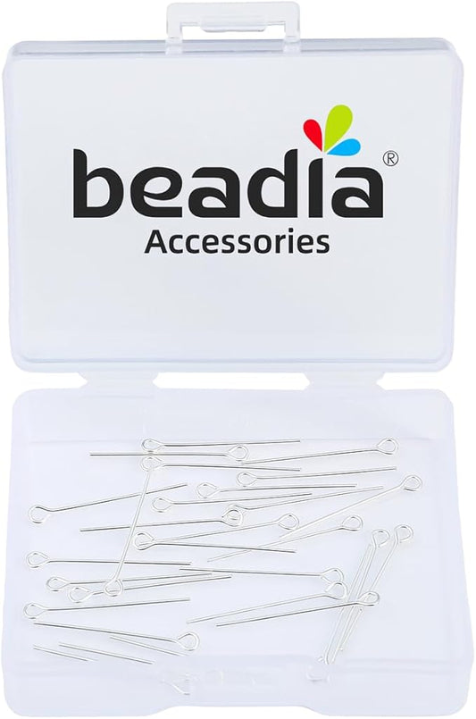 925 Sterling Silver Open Eye Pins 0.5x20mm 30pcs for Jewelry Making Findings