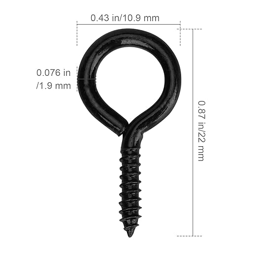 Aovchei Eye Screws, 300PCS 0.87 Inches Heavy Duty Metal Screw Hooks, Self Tapping Eye Bolts, Indoor & Outdoor for Hanging Artwork, Black