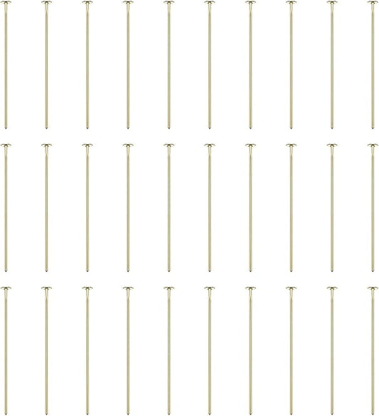 HARFINGTON 100pcs Flat Head Pins 0.94" 24mm Needles Bulk for Earring Pendant Necklace Bracelet Charm Jewelry Making Findings DIY Craft, 14K Gold