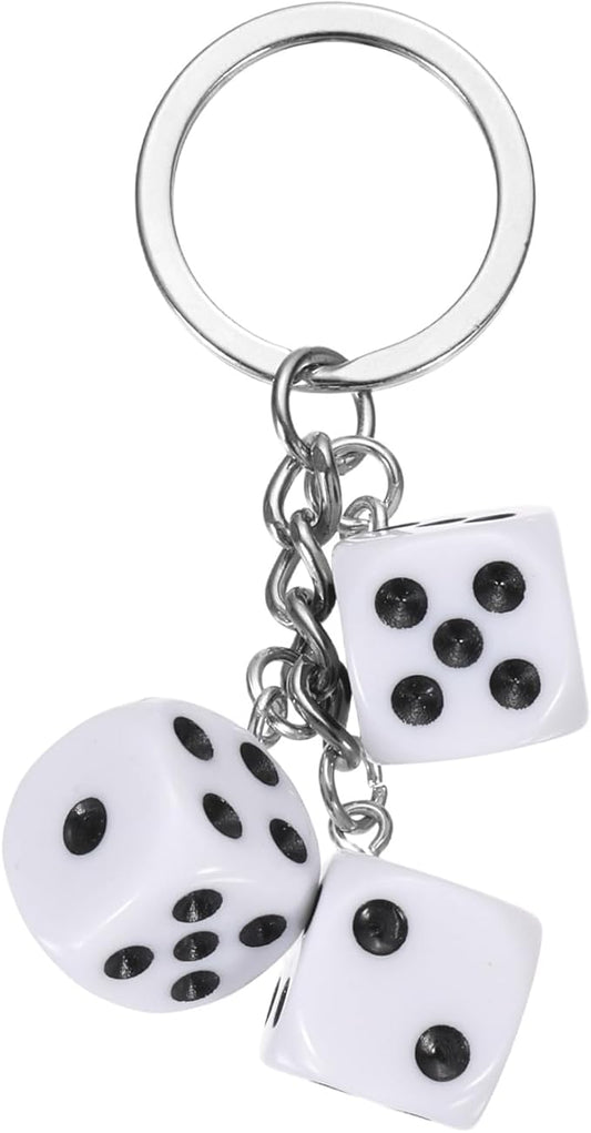 PATIKIL Lucky Dice Keychain Charm, Resin 3D Cube Square Mini Dice Keyrings with 3 Pendants for Bag