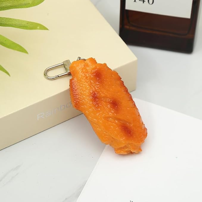 HSYHERE Men Women Creative Interesting Novelty Stylish Mini Simulated Food Orange Shrimp Keychain Key-ring Pendant