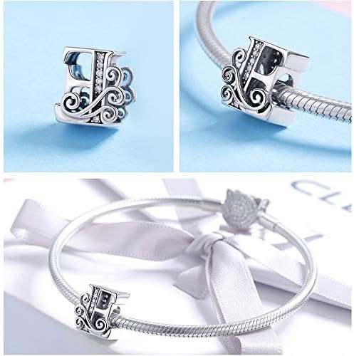 925 Sterling Silver Letter Charms for Pandora Bracelets Alphabet Initial Charms Beads Birthday Christmas Jewelry Gift for Women