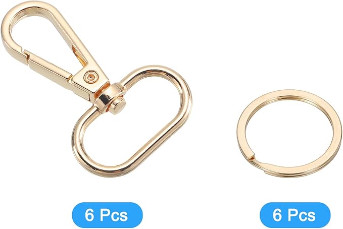 uxcell 12 Pcs Swivel Clasp Hook, 0.98" Purse Snap Clasps Detachable for Bag, Dark Gold
