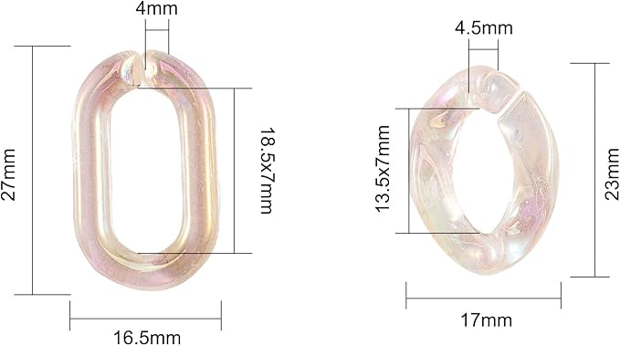 LiQunSweet 100Pcs 2 Styles Acrylic AB Color Plated Twist Chain Linking Rings Quick Link Connectors for Chains Making Jewelry DIY Bag Strap