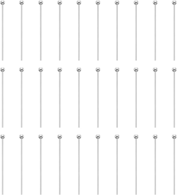 HARFINGTON 100pcs Ball Head Pins 0.94" 24mm Round Head Pins for Earring Pendant Necklace Bracelet Charm Jewelry Making Findings DIY Craft, Silver Tone