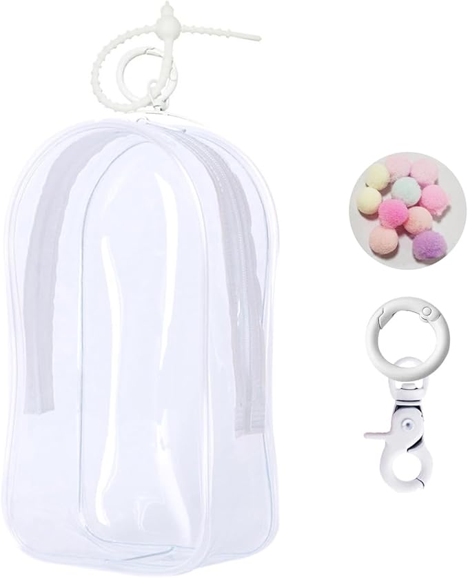 Large Clear Figure Display Bag with Keychain Case Blind Box Keychain Carrying Case Lipstick Charm for Collectibles