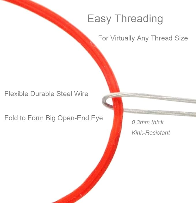 FoRapid 0.3mmx20cm Steel Wire Flexible Durable Collapsible Big Eye Embroidery Beading Needles Easy Threading Sewing Needles Open End for Any Thread Size Jewelry Making 10cm/4in(Folded Length) 10 pcs