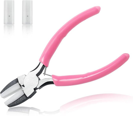 Flat Nose Pliers for Jewelry Making with 2 Replacement Tips, 5 Inch Soft Jaw Pliers with Consistent Grip, Wire Straightener for Beading, Looping, Gripping, Shaping