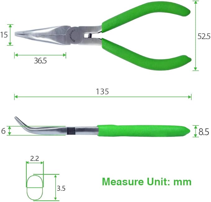SPEEDWOX Mini Bent Nose Pliers for Jewelry Making 4-1/2 Inches 45 Degree Curved Serrated Jaws Small Thin Needle Nose Micro Chain Nose Pliers Precision Fine Pliers Professional Beading Tool Hobby Craft