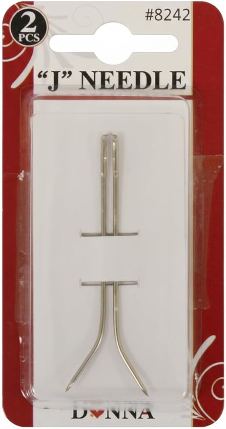 Donna J Shaped Weaving Needles for Hair Extensions – 2PCS Curved Loop Sewing Needles for Wig Making & Sew-in Weaves – Durable Steel, Easy Grip