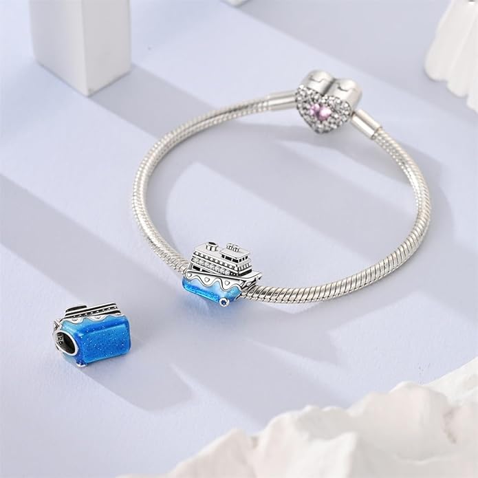 HONGRUI 925 Sterling Silver Charm for Bracelets Necklace Fashion Heart Bow Flower Family Butterfly Pendant Bead Charm for Women Festival jewelry gifts