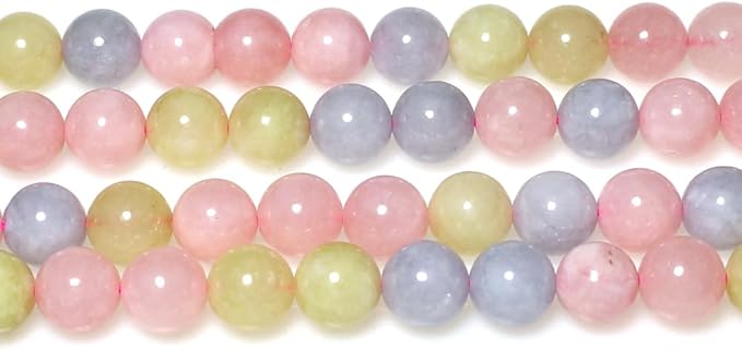 MJDCB Stone Beads 8mm 43pcs Round Morganite Color Jade Loose Gemstone Bead Charms for Jewelry Making Bracelet Necklace Earring Pendant