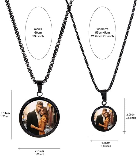 CLYLIFE Picture Necklace Personalized Photo,Custom Disc/Heart Pendant for Men Women Dad Mom Customized Necklace with Chain Photos Memorial Gifts for Mother's Day, Birthday, Anniversary