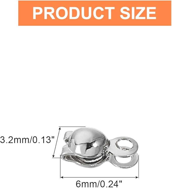 uxcell 180 Pcs 3.2mm Crimp End Caps, Clamshell Cord End Cap Connector Clasp Bead Tips Knot Covers Calotte End Crimp for DIY Jewelry Making, White Gold