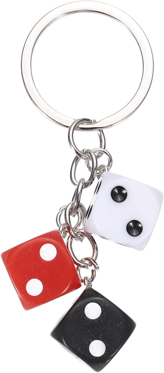 PATIKIL Lucky Dice Keychain Charm, Resin 3D Cube Square Mini Dice Keyrings with 3 Pendants for Bag
