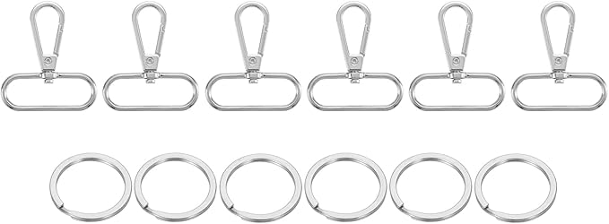 uxcell 12 Pcs Swivel Clasp Hook, 1.5" Purse Snap Clasps Detachable for Bag, Silver