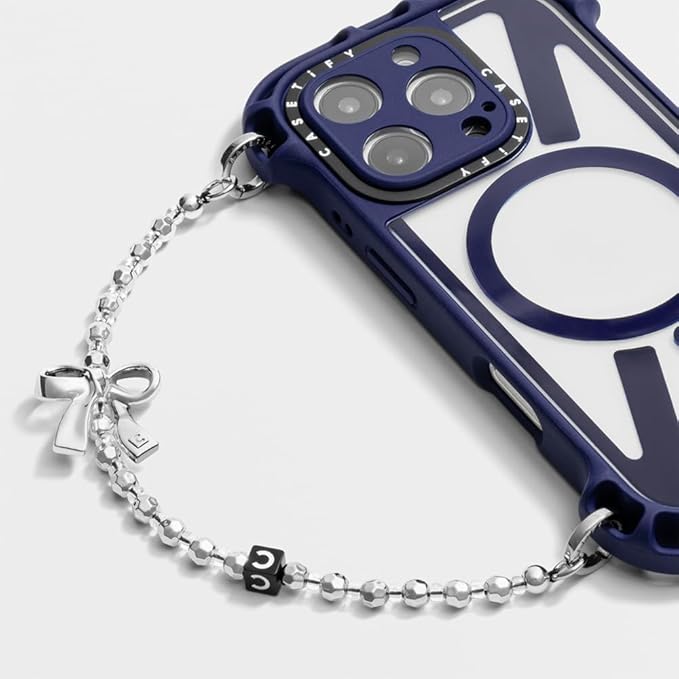 CASETiFY Charm Keychain - Metallic Bow/Classic Pearl/Shiny Silver/C Cube Chain