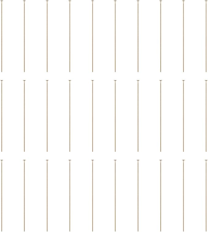 HARFINGTON 100pcs Flat Head Pins 1.97" 50mm Needles Bulk for Earring Pendant Necklace Bracelet Charm Jewelry Making Findings DIY Craft, Champagne Gold