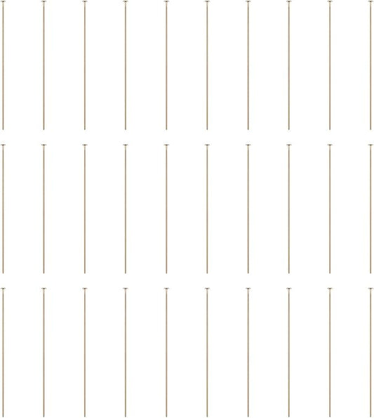 HARFINGTON 100pcs Flat Head Pins 1.97" 50mm Needles Bulk for Earring Pendant Necklace Bracelet Charm Jewelry Making Findings DIY Craft, Champagne Gold