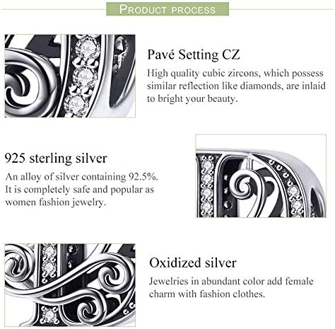 925 Sterling Silver Letter Charms for Pandora Bracelets Alphabet Initial Charms Beads Birthday Christmas Jewelry Gift for Women