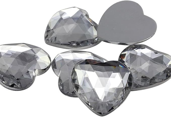 Allstarco 25mm Crystal H102 Flat Back Heart Acrylic Rhinestones 1 Inch Costume Plastic Gems Cosplay Jewels for Valentine's Party - 18 Pieces