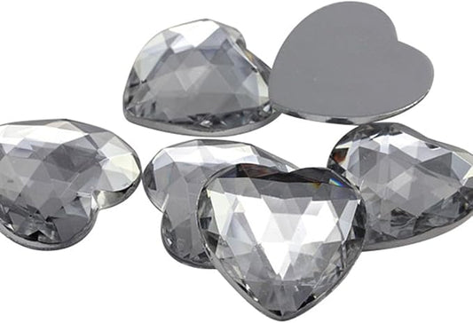 Allstarco 25mm Crystal H102 Flat Back Heart Acrylic Rhinestones 1 Inch Costume Plastic Gems Cosplay Jewels for Valentine's Party - 18 Pieces